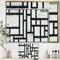 Designart - Black and White Labyrinth geometric - Mid-Century Modern Canvas in Gold Frame